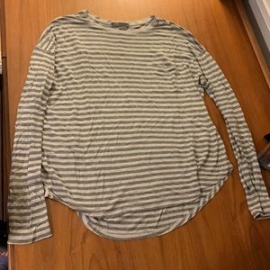 Gray Stripe Long Sleeve Loose Fit Vince (XS)